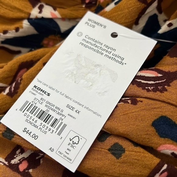 Sonoma Goods for Life Square neck Volume Sleeve Top 4X - Picture 4 of 8